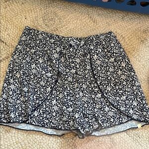 Summersalt Navy and White Athletic Shorts with Floral Design